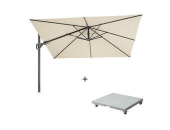Challenger T² zweefparasol - premium doek | 300x300cm met Salerno parasolvoet 90kg | Champagne