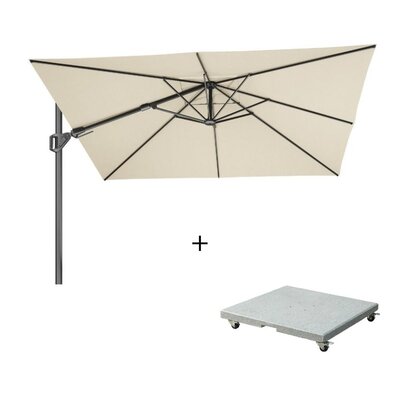 Challenger T² zweefparasol - premium doek | 300x300cm met Salerno parasolvoet 90kg | Champagne