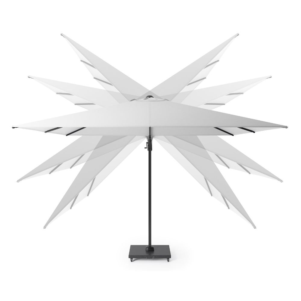 Challenger T² zweefparasol - premium doek | 300x300cm met Salerno parasolvoet 90kg | Champagne