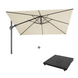 Challenger T² zweefparasol - premium doek | 300x300cm met parasolvoet 90kg | Champagne