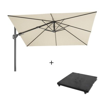 Challenger T² zweefparasol - premium doek | 300x300cm met parasolvoet 90kg | Champagne