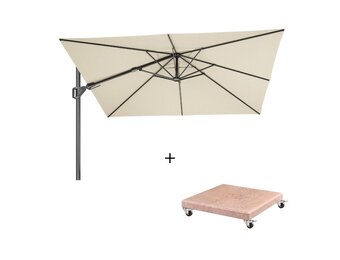 Challenger T² zweefparasol - premium doek | 300x300cm met Venezia parasolvoet 90kg | Champagne