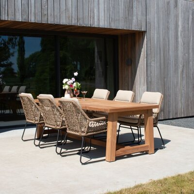 Alba/Valencia Sahara Dust dining tuinset | 6 personen | teakhout + touw | 250cm