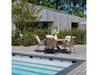 Cervo Natural/Valencia Sahara Dust dining tuinset | 5 personen | polywood + touw | 144cm