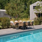 Dallas antraciet/Lucca dining tuinset | 6 personen | polywood + wicker | 220cm