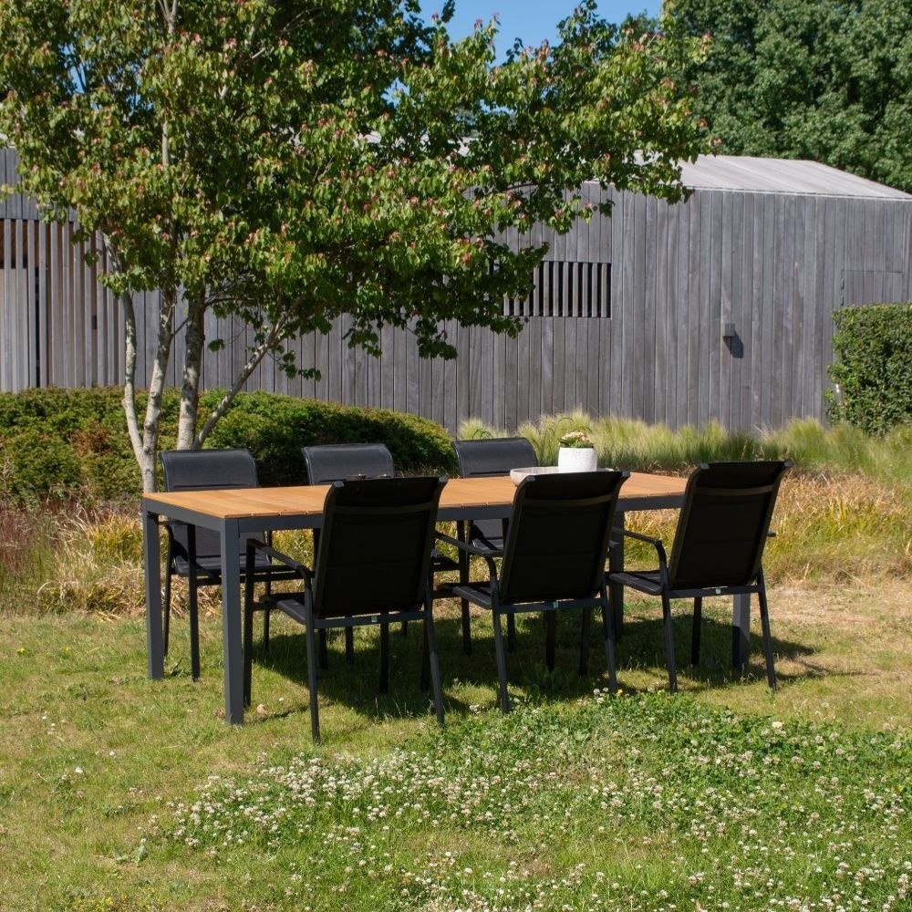 Delta/Toledo dining tuinset | 6 personen | teakhout + aluminium | 220cm