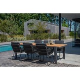 Vigo/Harper Lava Grey dining tuinset | 6 personen | teakhout + touw | 260cm