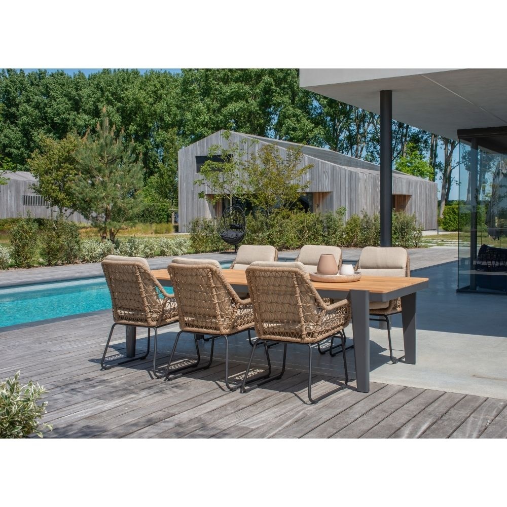 Vigo/Valencia Sahara Dust dining tuinset | 6 personen | teakhout + touw | 260cm