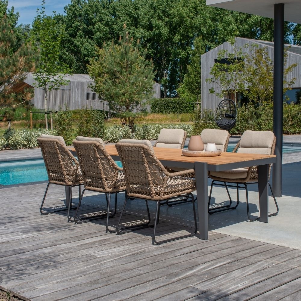 Vigo/Valencia Sahara Dust dining tuinset | 6 personen | teakhout + touw | 260cm