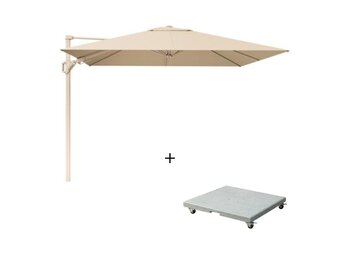 Challenger T² zweefparasol - premium doek | 300x300cm met Salerno parasolvoet 90kg | Champagne/Sandstone