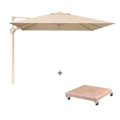 Challenger T² zweefparasol - premium doek | 300x300cm met Venezia parasolvoet 90kg | Champagne/Sandstone