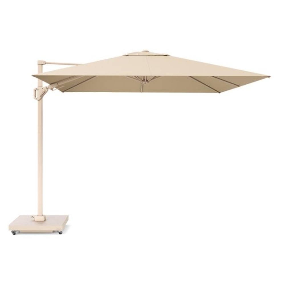 Challenger T² zweefparasol - premium doek | 300x300cm met Venezia parasolvoet 90kg | Champagne/Sandstone