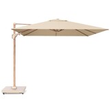 Challenger T² zweefparasol - premium doek | 300x300cm met Modena parasolvoet 90kg | Champagne/Teak look