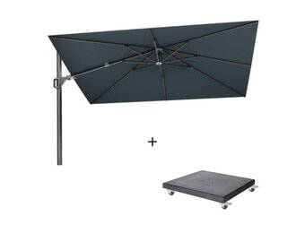 Challenger T² zweefparasol - premium doek | 260x350cm met Modena parasolvoet 90kg | Faded Black