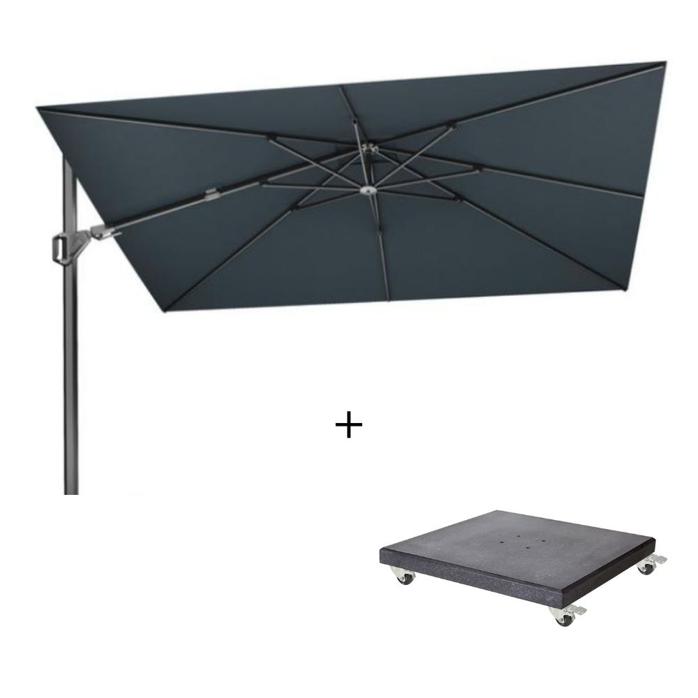 Challenger T² zweefparasol - premium doek | 260x350cm met Modena parasolvoet 90kg | Faded Black afbeelding