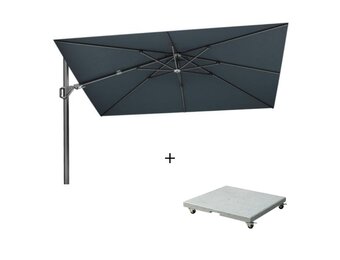 Challenger T² zweefparasol - premium doek | 260x350cm met Salerno parasolvoet 90kg | Faded Black
