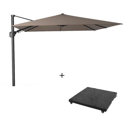 Challenger T² zweefparasol - premium doek | 300x300cm met parasolvoet 90kg | Havanna