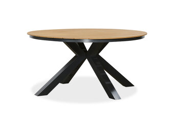 Arezzo dining tuintafel 4 personen | polywood + aluminium | Natural Wood | Ø150cm rond