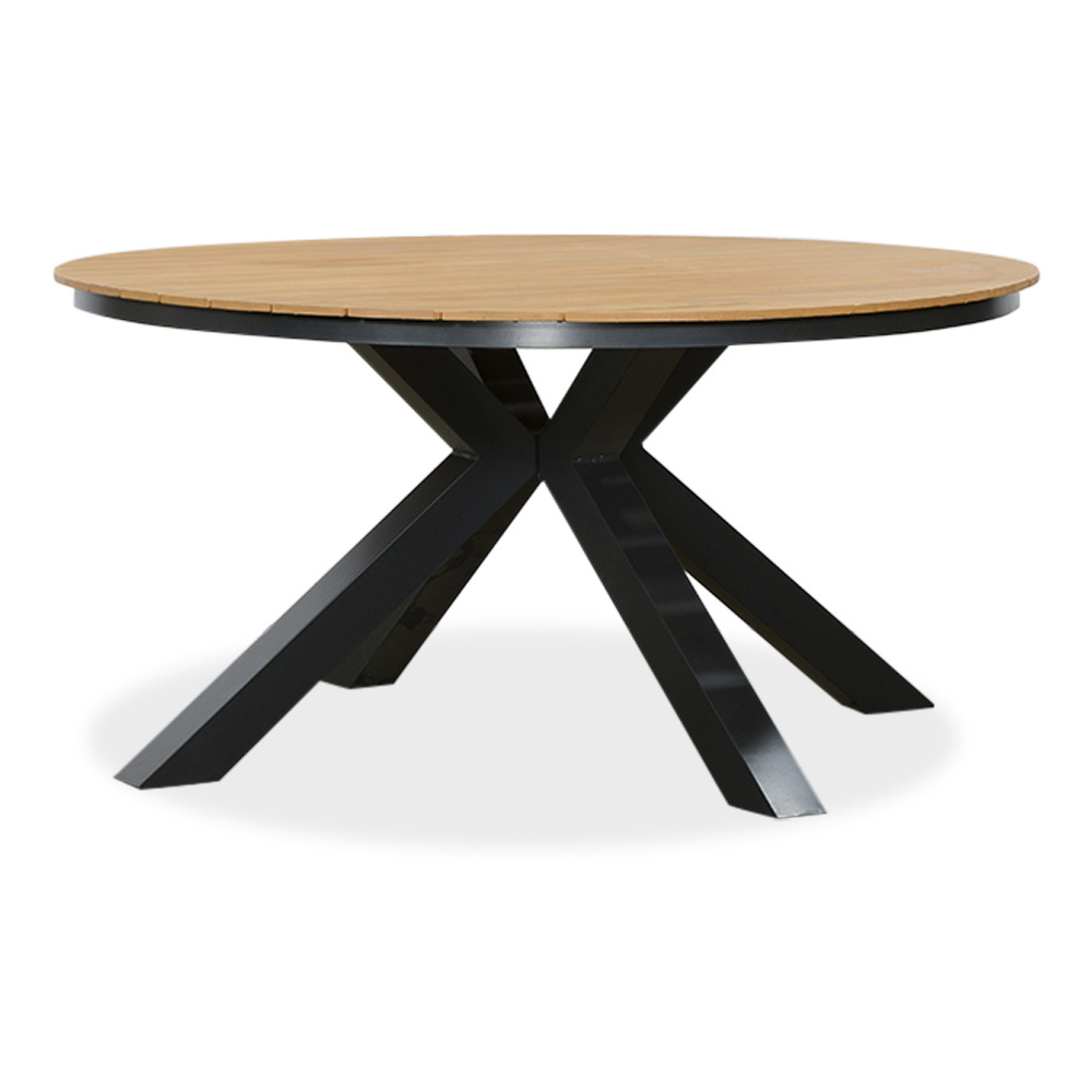 Arezzo dining tuintafel 4 personen | polywood + aluminium | Natural Wood | Ø150cm rond