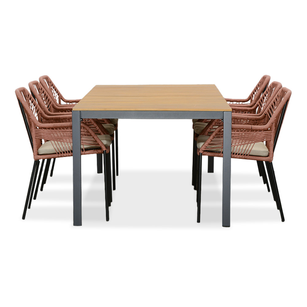 Delta/Seville terra dining tuinset | 6 personen | teakhout + aluminium | 220cm
