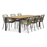 Delta/Seville zand dining tuinset | 6 personen | teakhout + aluminium | 220cm