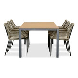 Delta/Seville zand dining tuinset | 6 personen | teakhout + aluminium | 220cm