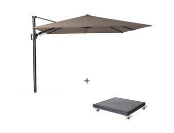 Challenger T² zweefparasol - premium doek | 300x300cm met Modena parasolvoet 90kg | Havana