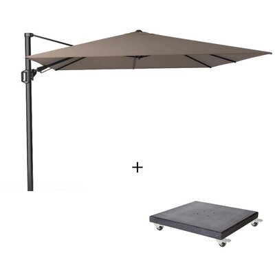 Challenger T² zweefparasol - premium doek | 300x300cm met Modena parasolvoet 90kg | Havanna