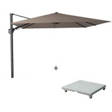Challenger T² zweefparasol - premium doek | 300x300cm met Salerno parasolvoet 90kg | Havanna