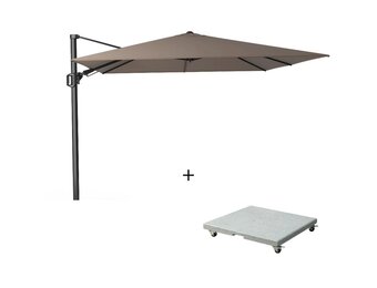 Challenger T² zweefparasol - premium doek | 300x300cm met Salerno parasolvoet 90kg | Havanna