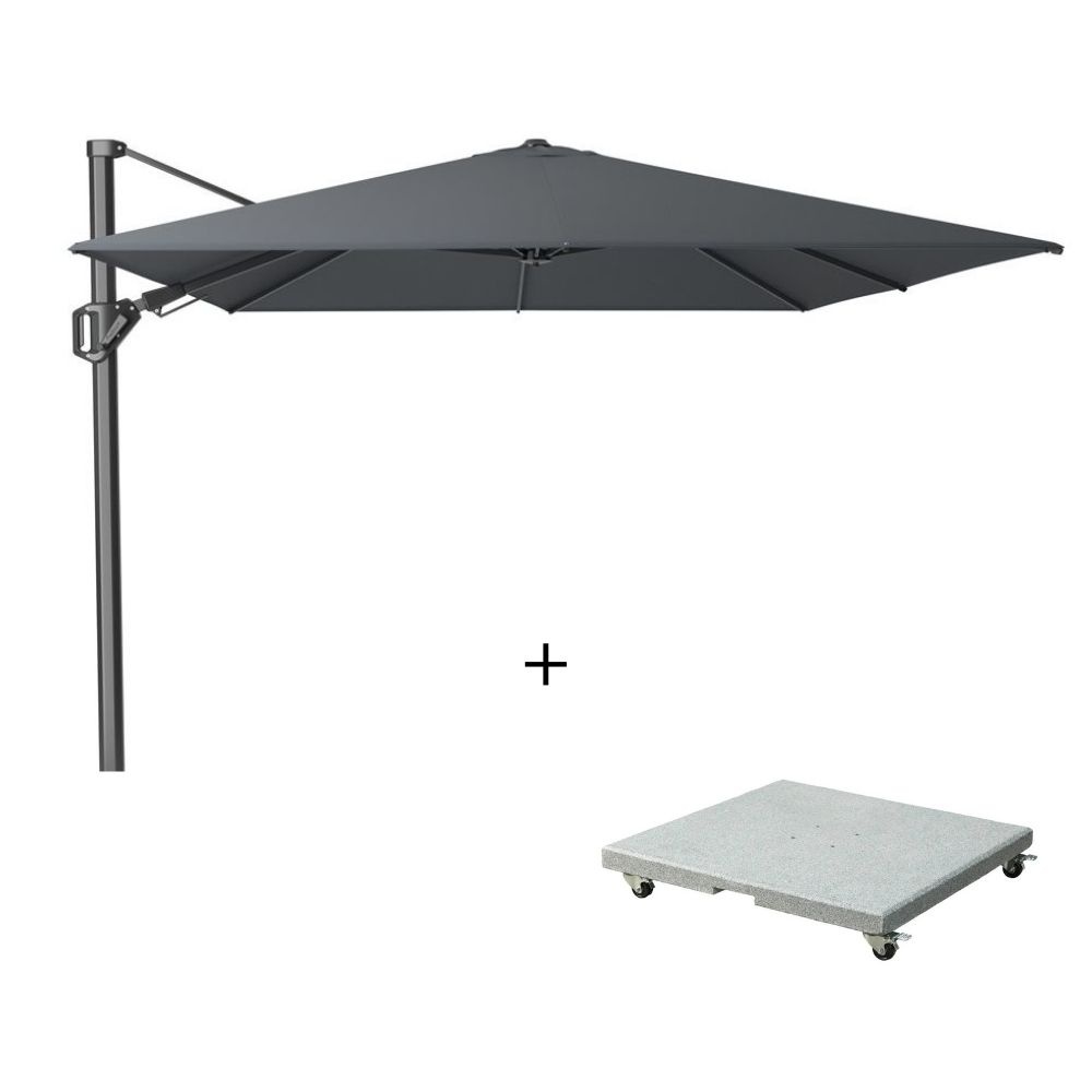 Challenger T² zweefparasol | 350x260cm met Salerno parasolvoet 90kg | antraciet