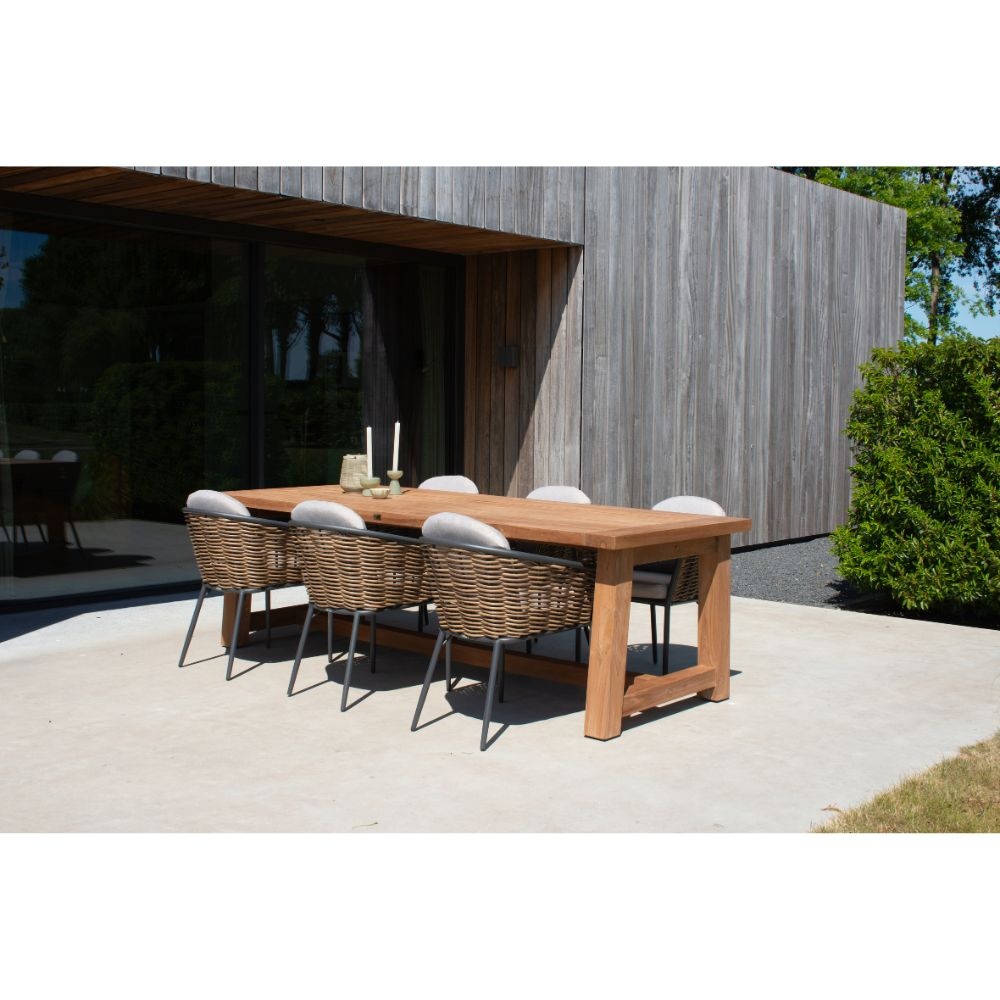 Alba/Lucca dining tuinset | 6 personen | teakhout + wicker | 250cm