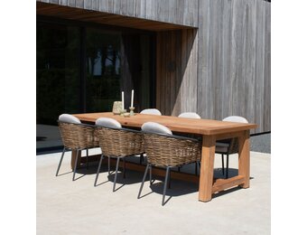 Alba/Lucca dining tuinset | 6 personen | teakhout + wicker | 250cm