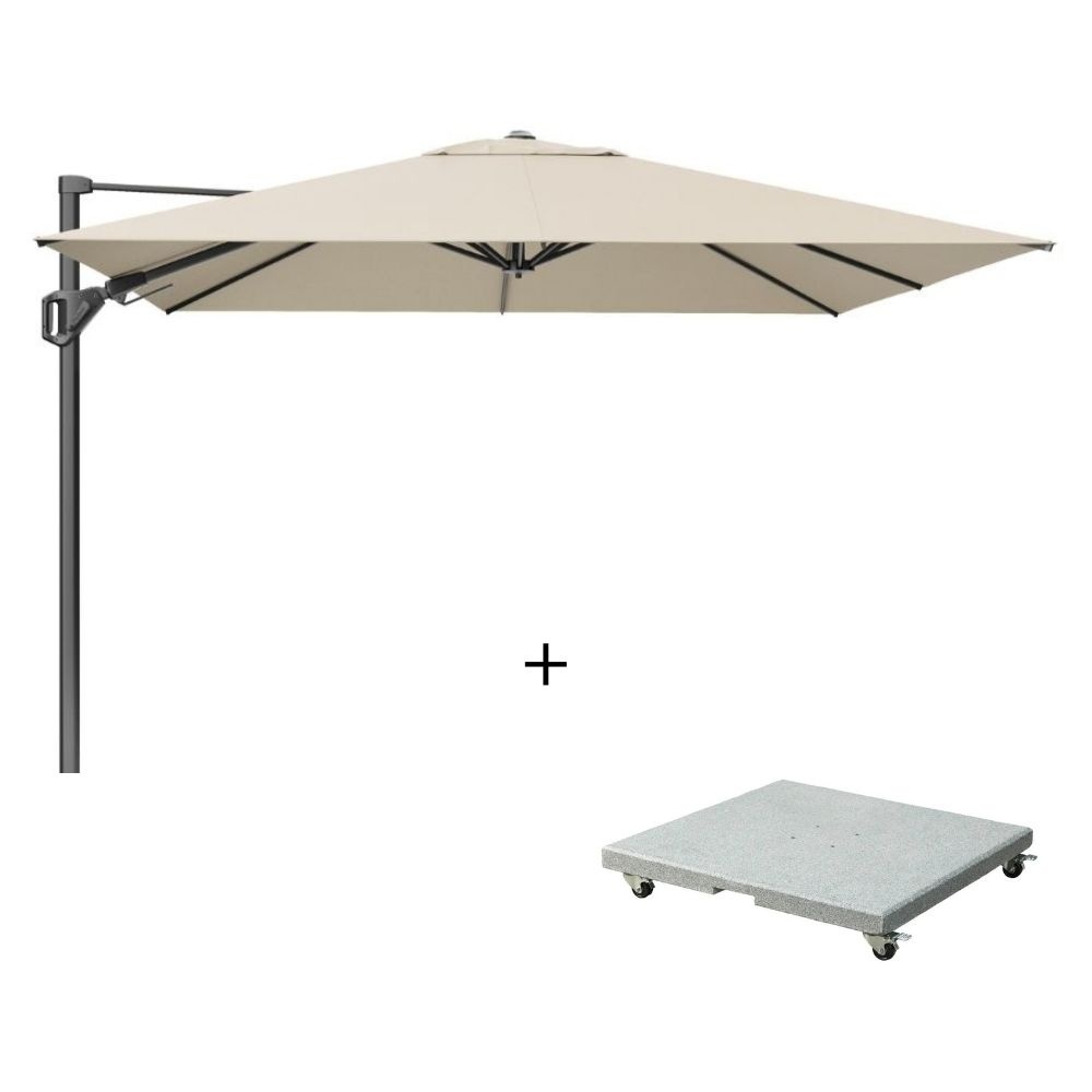 Challenger T² zweefparasol | 350x260cm met Salerno parasolvoet 90kg | Champagne