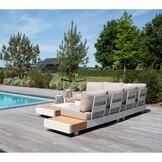 Verona hoek loungeset met all weather kussens 6 personen | aluminium + teakhout | beige | 4-delig - 345x275cm