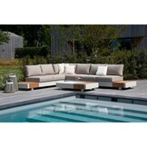 Verona hoek loungeset met all weather kussens 6 personen | aluminium + teakhout | beige | 4-delig - 345x275cm