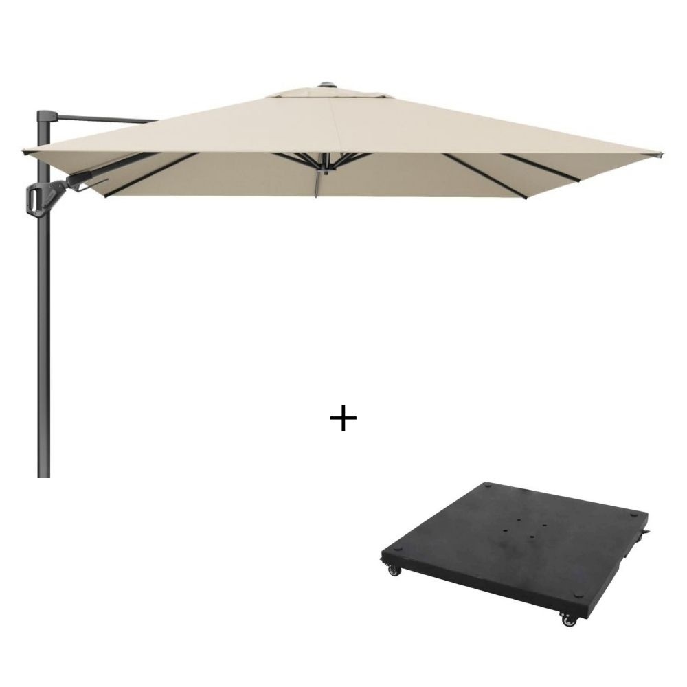 Challenger T² zweefparasol | 350x260cm met parasolvoet 90kg | Champagne