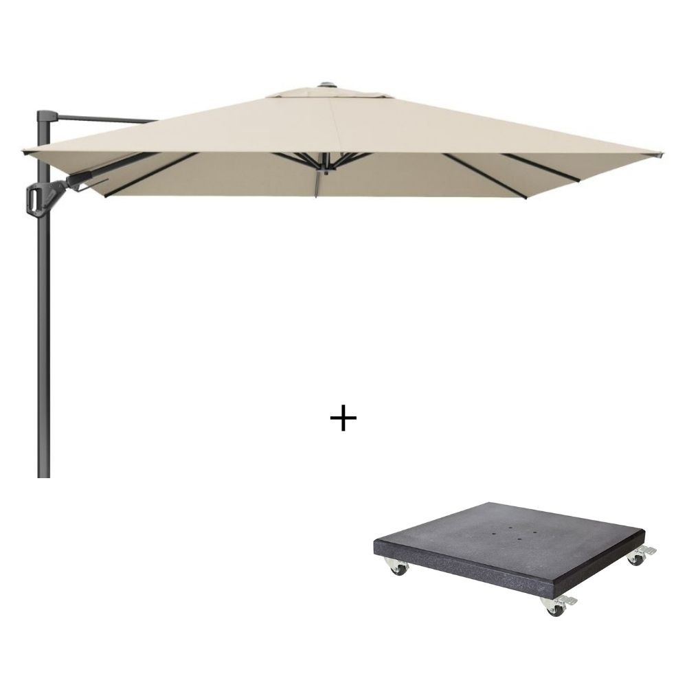 Challenger T² zweefparasol | 350x260cm met Modena parasolvoet 90kg | Champagne afbeelding