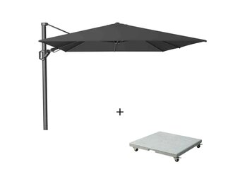 Challenger T² zweefparasol | 350x260cm met Salerno parasolvoet 90kg | Faded Black
