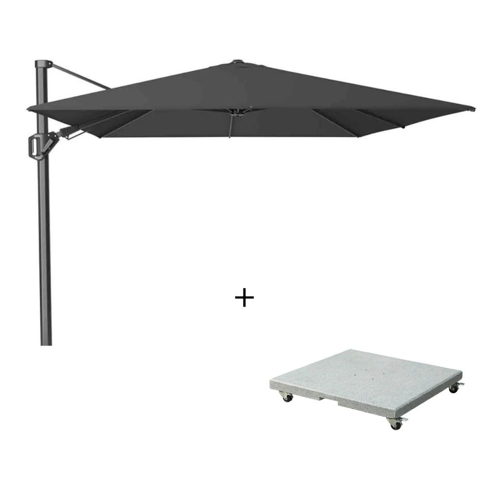 Challenger T² zweefparasol | 350x260cm met Salerno parasolvoet 90kg | Faded Black afbeelding