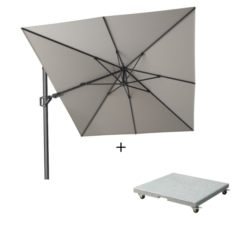 Challenger T² zweefparasol | 350x260cm met Salerno parasolvoet 90kg | Manhattan afbeelding
