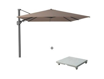 Challenger T² zweefparasol - premium doek | 350x260cm met Salerno parasolvoet 90kg | Havanna