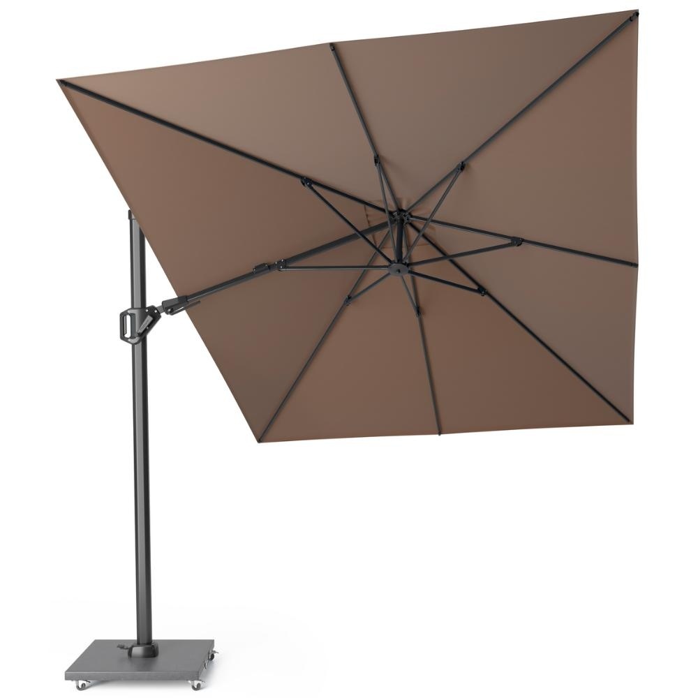 Challenger T² zweefparasol - premium doek | 350x260cm met Salerno parasolvoet 90kg | Havanna