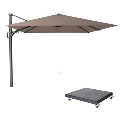 Challenger T² zweefparasol - premium doek | 350x260cm met Modena parasolvoet 90kg | Havanna