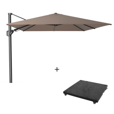 Challenger T² zweefparasol - premium doek | 350x260cm met parasolvoet 90kg | Havanna