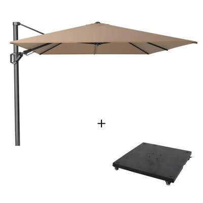 Challenger T² zweefparasol | 350x260cm met parasolvoet 90kg | taupe