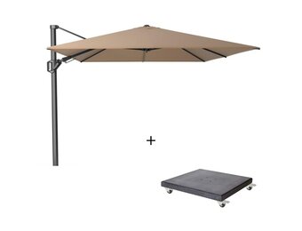Challenger T² zweefparasol | 350x260cm met Modena parasolvoet 90kg | taupe