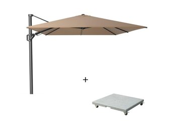 Challenger T² zweefparasol | 350x260cm met Salerno parasolvoet 90kg | taupe