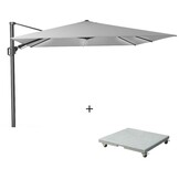 Challenger T² Glow zweefparasol | 300x300cm met Salerno parasolvoet 90kg | Light Grey