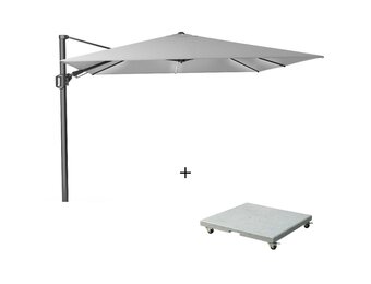 Challenger T² Glow zweefparasol | 300x300cm met Salerno parasolvoet 90kg | Light Grey